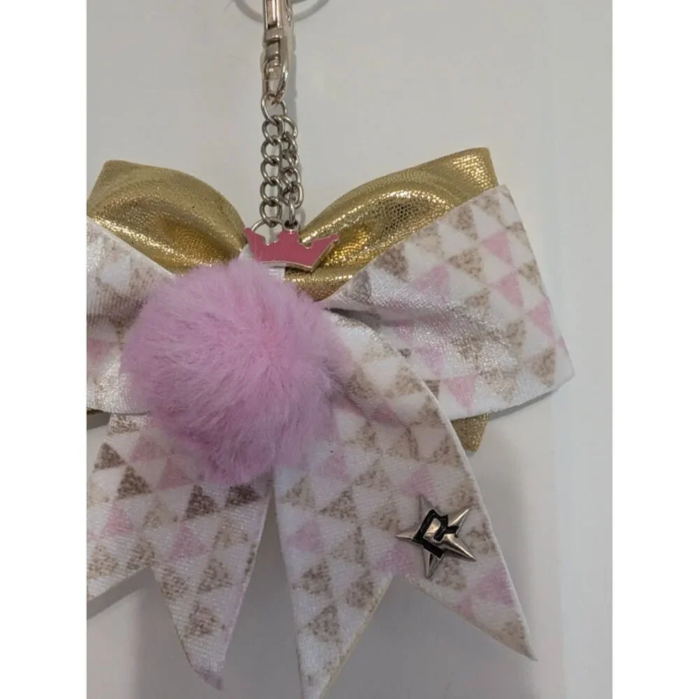 Rare Velvet Rebel Athletic Pink Gold  Bow Keychain Bag Charm